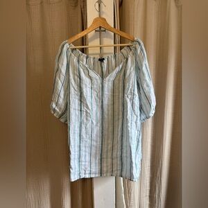 Talbots Blue and White Striped Blouse